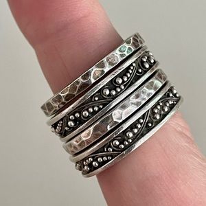 Lois Hill Scroll & Hammered Stacking Rings Set (4)